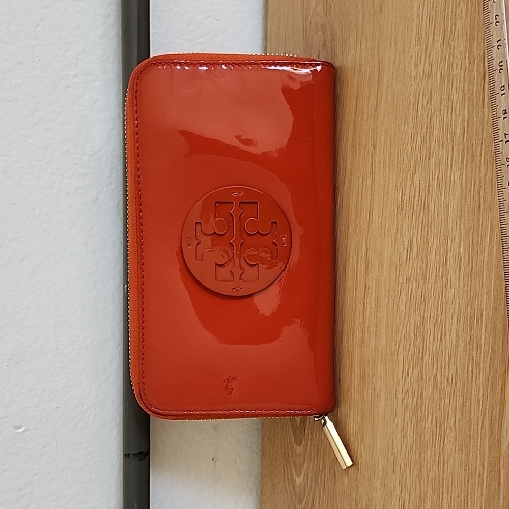 Tory Burch Orange Patent Leather Wallet